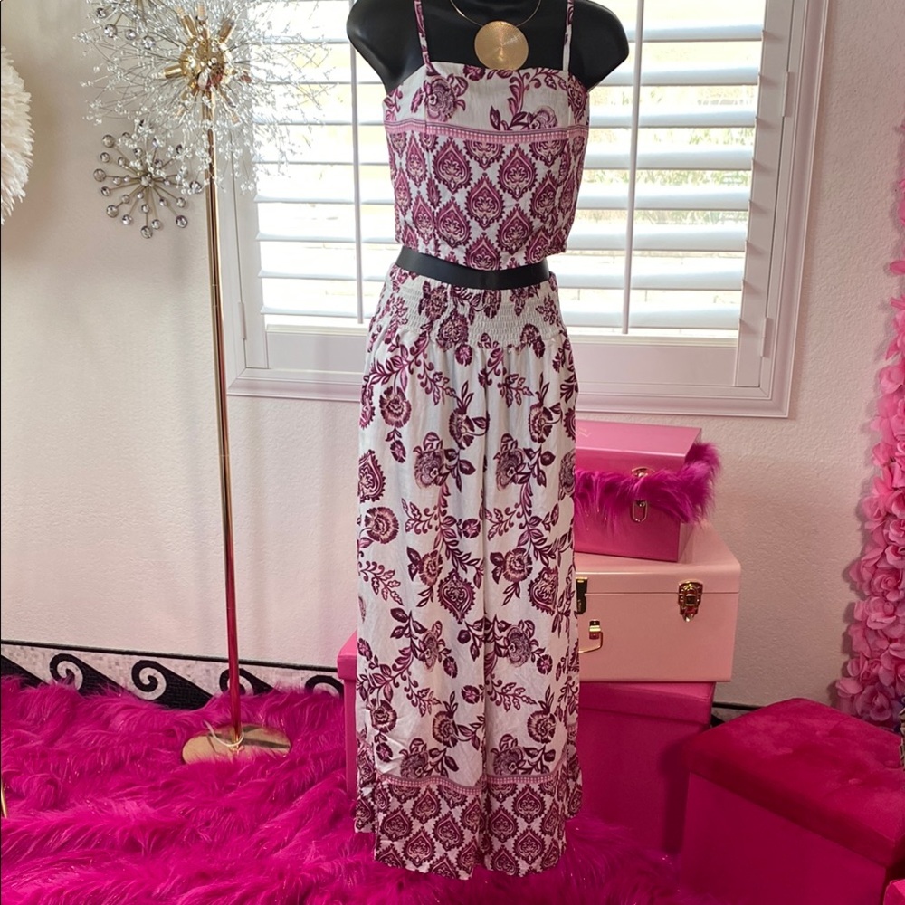 Berry Bloom Set: Boho Block-Print Two-Piec